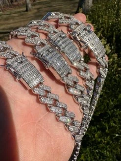 Baguette MOISSANITE Real Miami Cuban Link Chain Iced Solid 925 Silver Necklace 25 Baguette MOISSANITE Real Miami Cuban Link Chain Iced Solid 925 Silver Necklace -Harlem Bling Shop harlembling baguette moissanite real miami cuban link chain iced solid 925 silver necklace 34343.1677090719