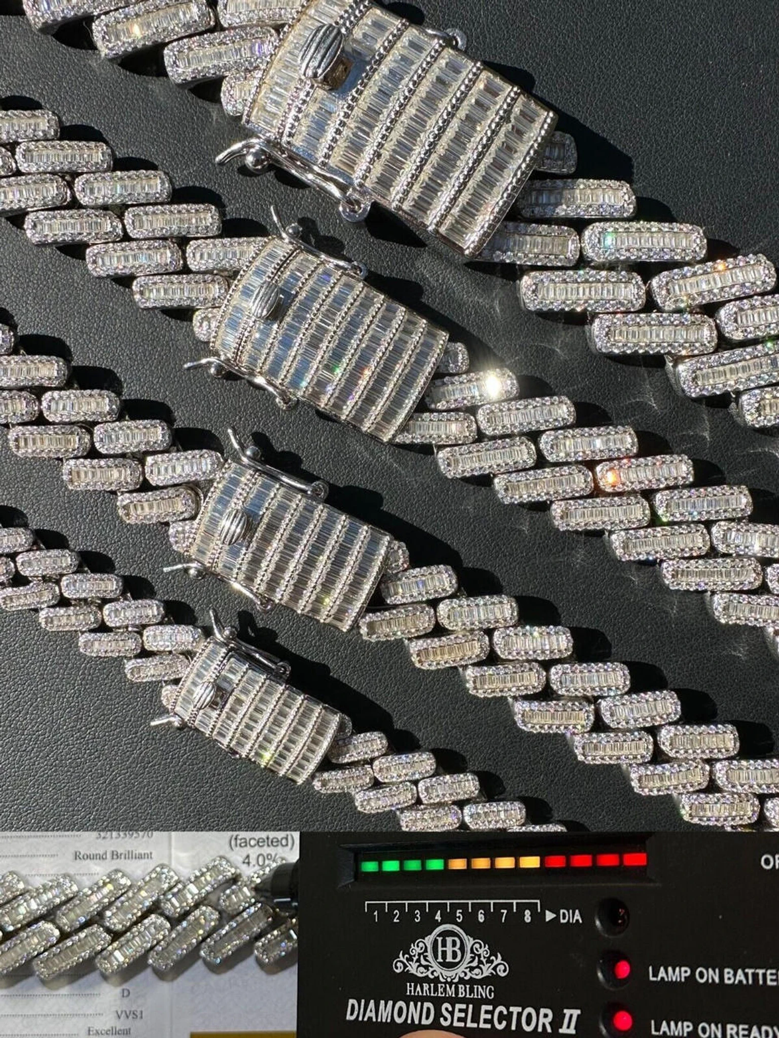 Baguette MOISSANITE Real Miami Cuban Link Chain Iced Solid 925 Silver Necklace 3 Baguette MOISSANITE Real Miami Cuban Link Chain Iced Solid 925 Silver Necklace