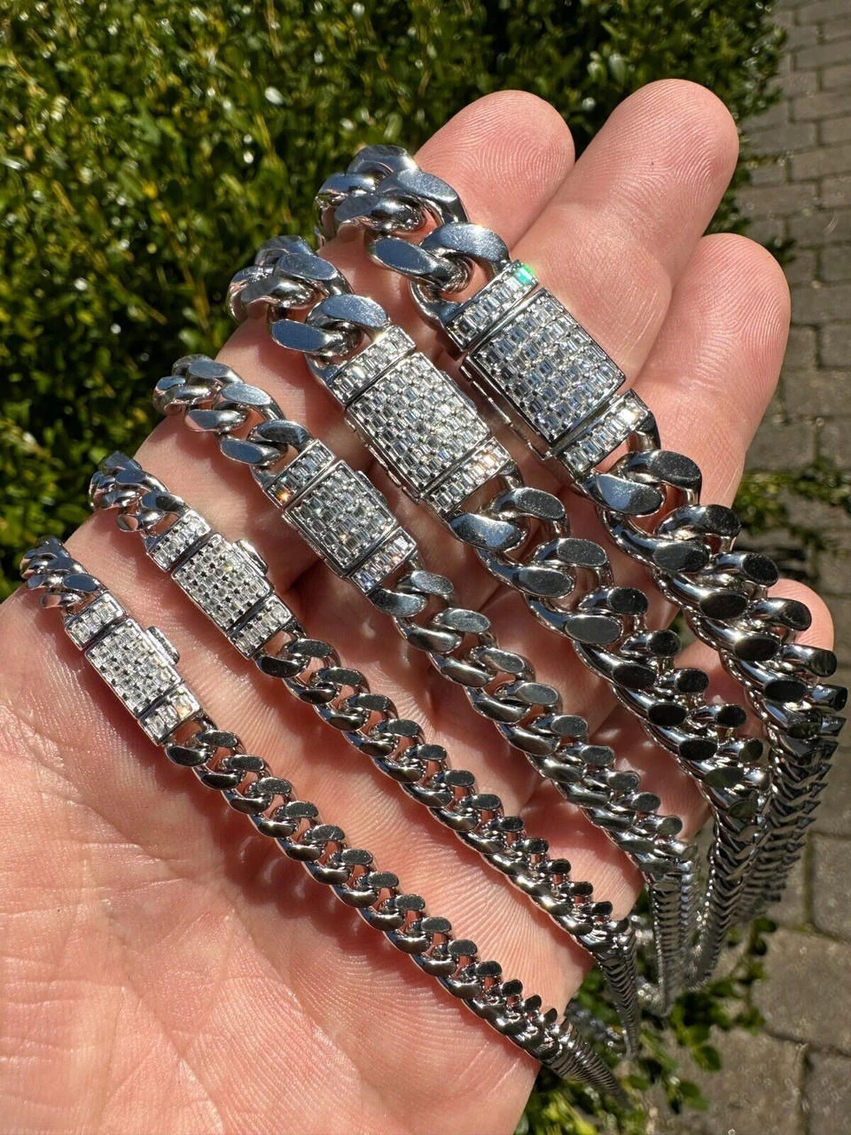 Baguette MOISSANITE Real Miami Cuban Link Chain Necklace Or Bracelet 925 Silver 12 Baguette MOISSANITE Real Miami Cuban Link Chain Necklace Or Bracelet 925 Silver - Image 10