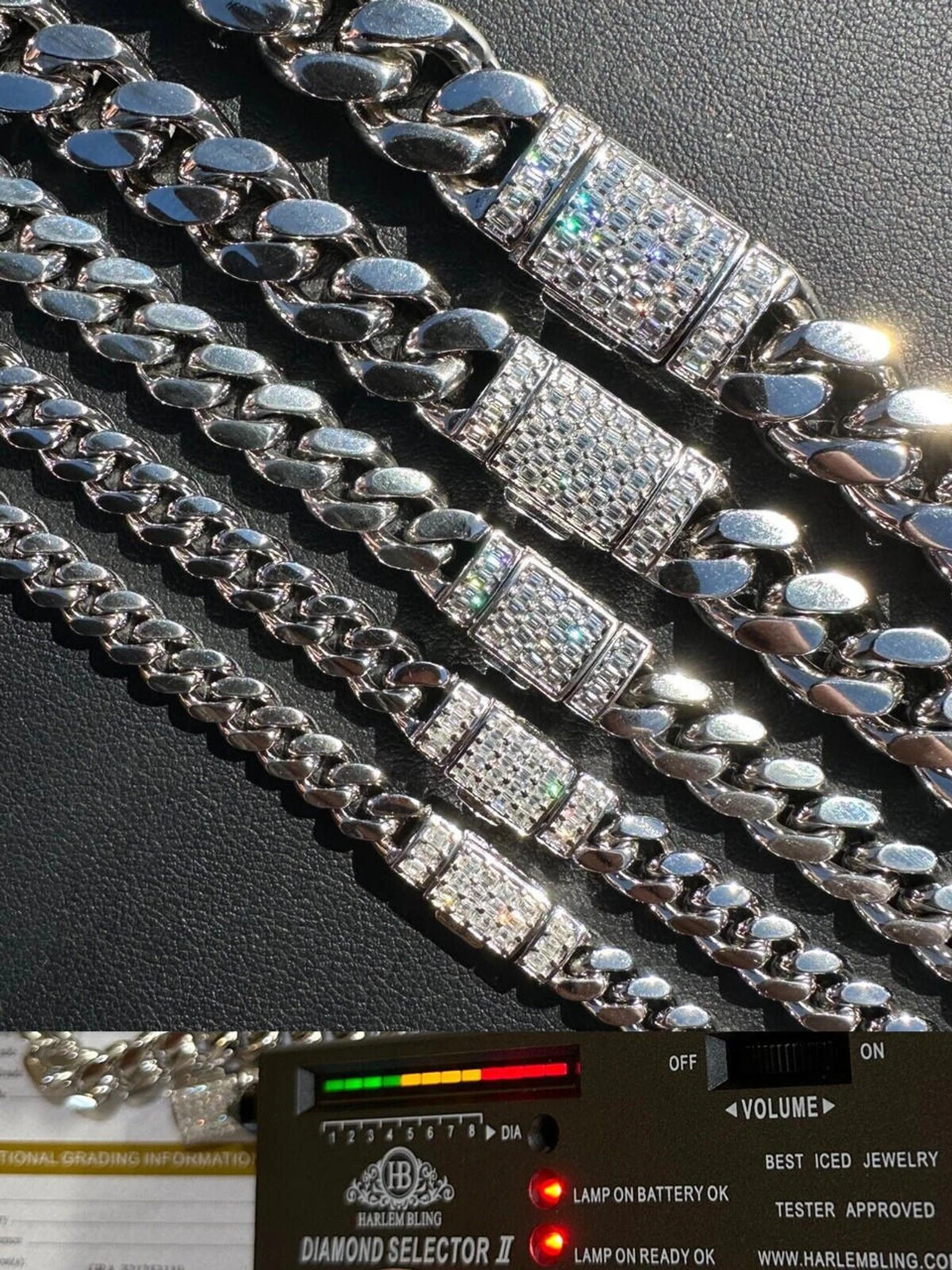 Baguette MOISSANITE Real Miami Cuban Link Chain Necklace Or Bracelet 925 Silver 3 Baguette MOISSANITE Real Miami Cuban Link Chain Necklace Or Bracelet 925 Silver