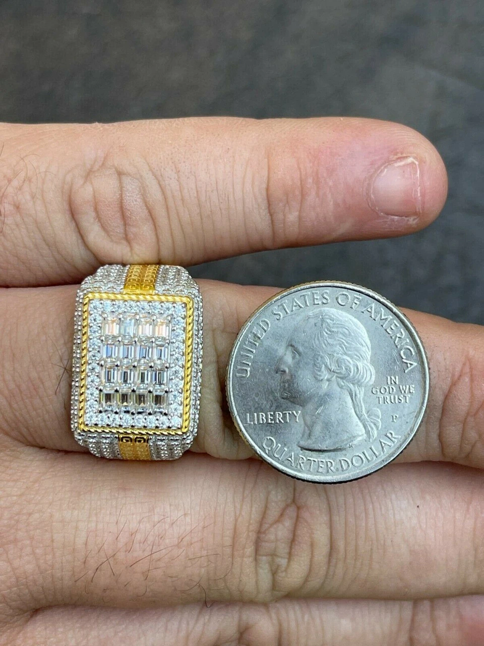 Baguette MOISSANITE Ring 14k Gold Vermeil Iced Pinky Hip Hop Passes Diamond Test 13 Baguette MOISSANITE Ring 14k Gold Vermeil Iced Pinky Hip Hop Passes Diamond Test - Image 11