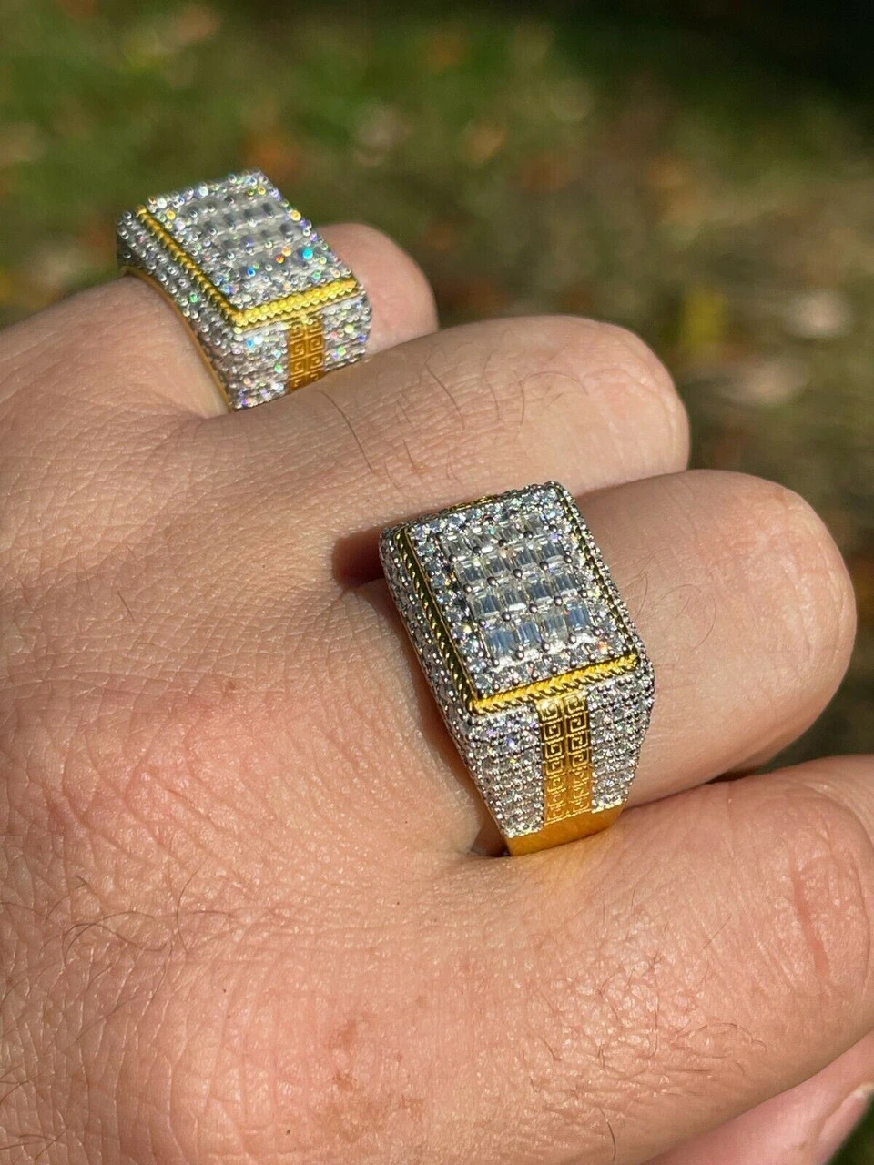 Baguette MOISSANITE Ring 14k Gold Vermeil Iced Pinky Hip Hop Passes Diamond Test 4 Baguette MOISSANITE Ring 14k Gold Vermeil Iced Pinky Hip Hop Passes Diamond Test - Image 2