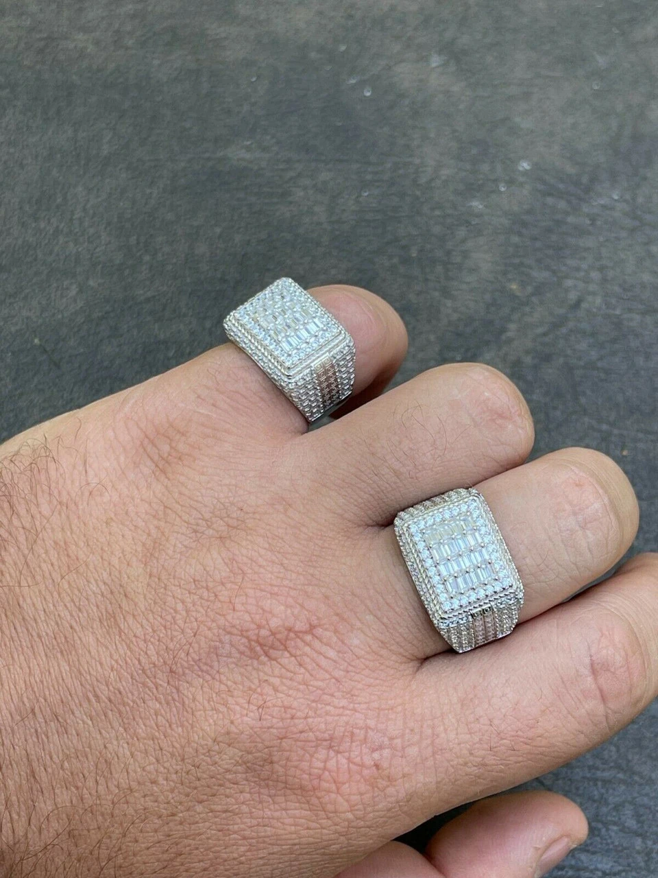 Baguette MOISSANITE Ring Real 925 Silver Iced Pinky Hip Hop Passes Diamond Test 4 Baguette MOISSANITE Ring Real 925 Silver Iced Pinky Hip Hop Passes Diamond Test - Image 2