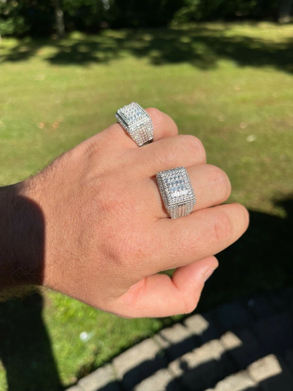 Baguette MOISSANITE Ring Real 925 Silver Iced Pinky Hip Hop Passes Diamond Test 6 Baguette MOISSANITE Ring Real 925 Silver Iced Pinky Hip Hop Passes Diamond Test - Image 4