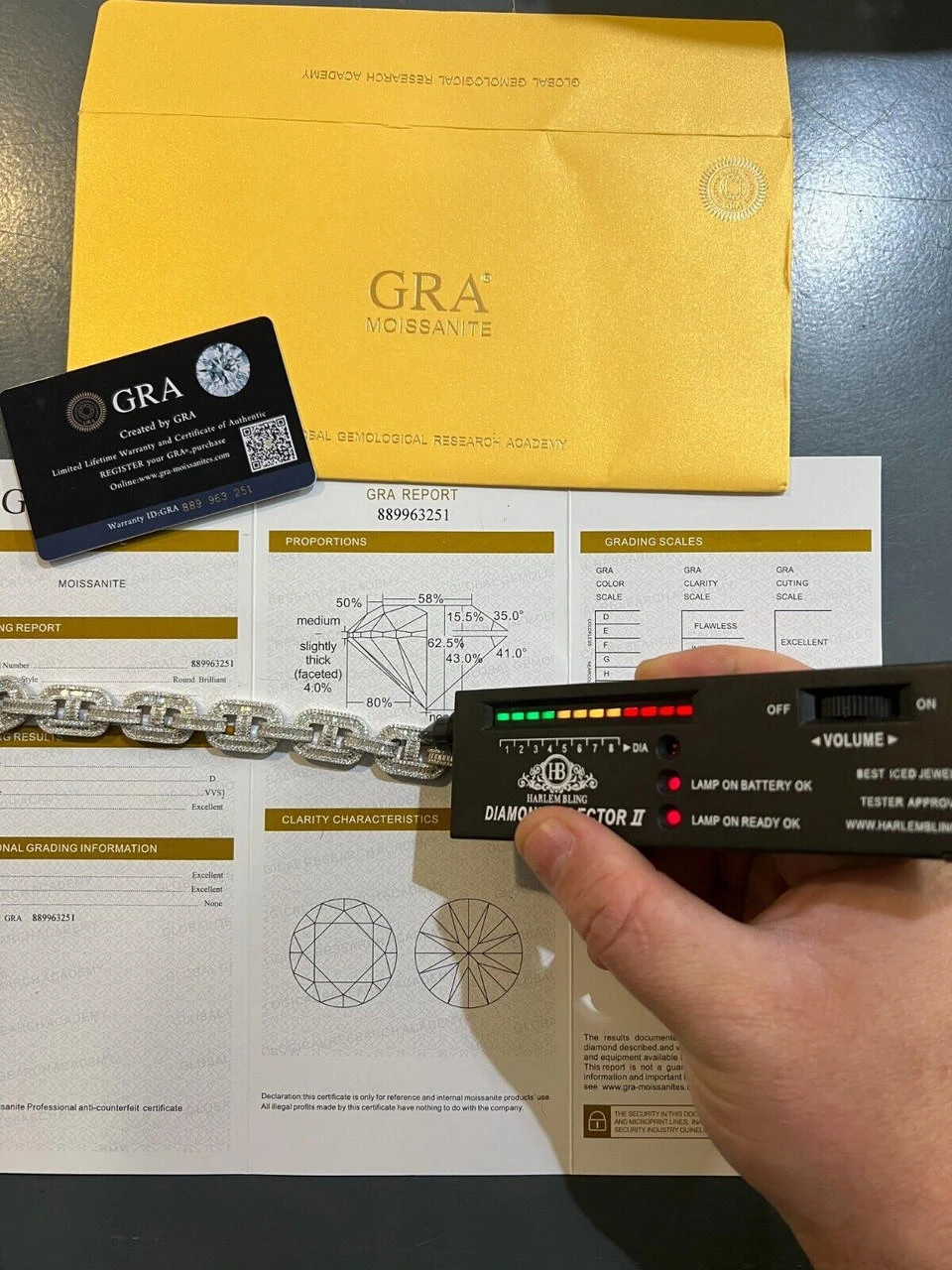 Baguette MOISSANITE Solid 925 Silver Iced Gucci Link Bracelet Pass Diamond Test 16 Baguette MOISSANITE Solid 925 Silver Iced Gucci Link Bracelet Pass Diamond Test - Image 14