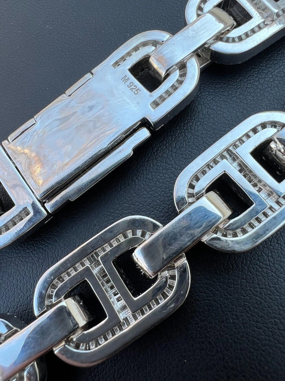 Baguette MOISSANITE Solid 925 Silver Iced Gucci Link Bracelet Pass Diamond Test 12 Baguette MOISSANITE Solid 925 Silver Iced Gucci Link Bracelet Pass Diamond Test - Image 10