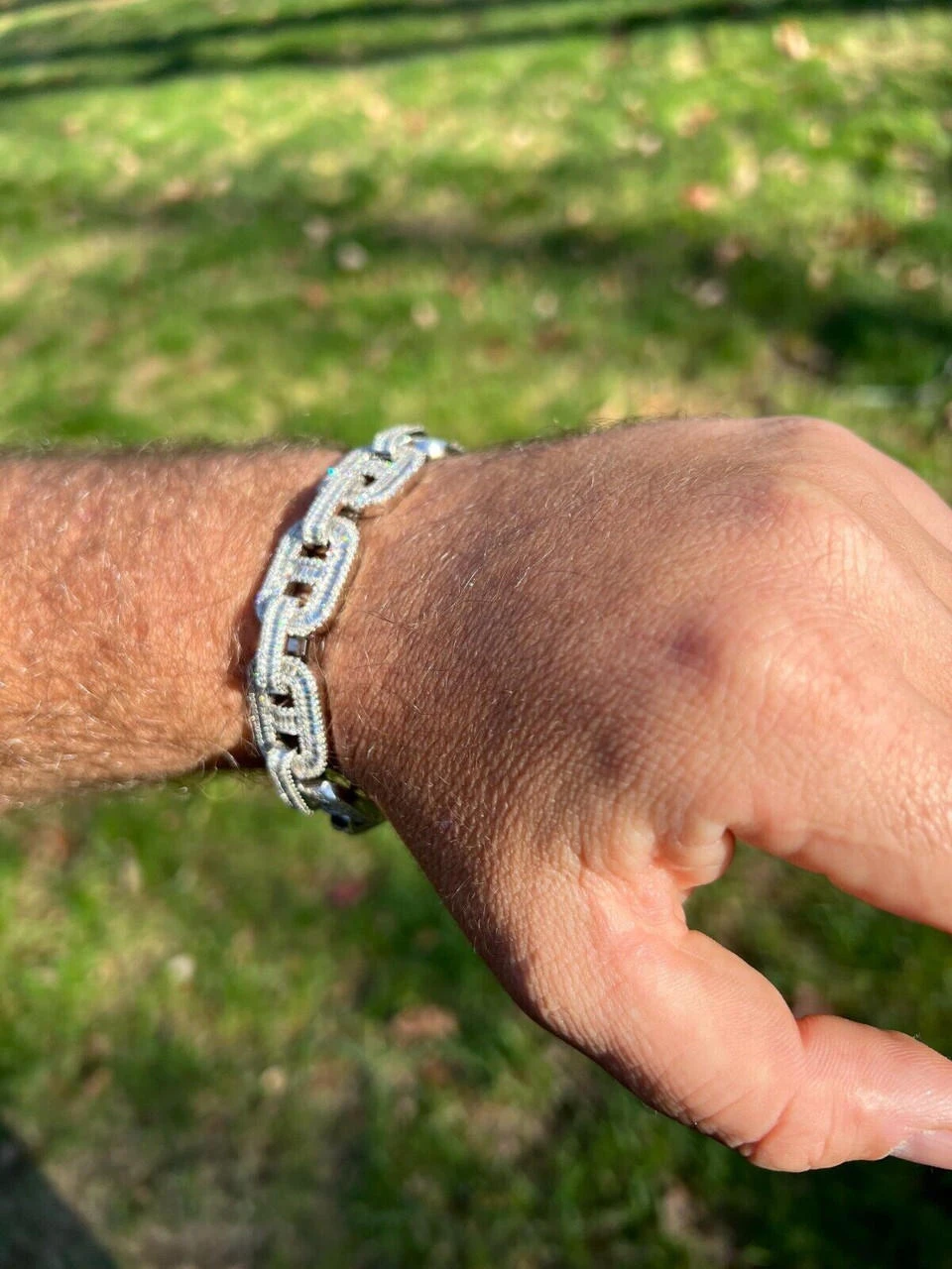 Baguette MOISSANITE Solid 925 Silver Iced Gucci Link Bracelet Pass Diamond Test 13 Baguette MOISSANITE Solid 925 Silver Iced Gucci Link Bracelet Pass Diamond Test - Image 11