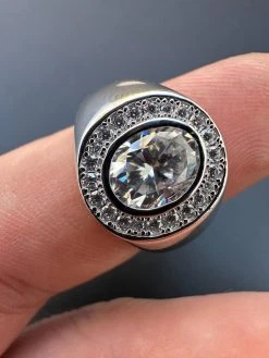 Big 2.4ct Oval Cut MOISSANITE Solitaire Men's Real Solid 925 Silver Ring Pinky -Harlem Bling Shop harlembling big 2.4ct oval cut moissanite solitaire mens real solid 925 silver ring pinky 19653.1699501814
