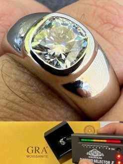 Big 2.5ct MOISSANITE Solitaire Men's Real Solid 925 Silver Ring Pinky Engagement