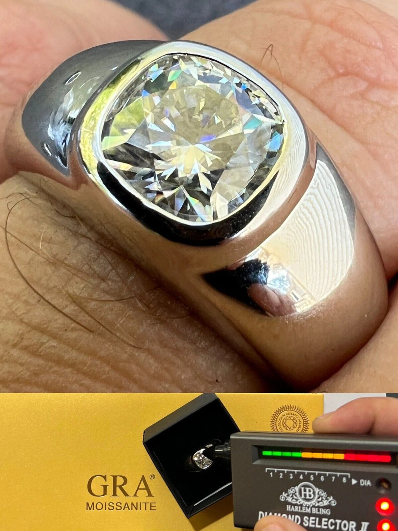 Big 2.5ct MOISSANITE Solitaire Men's Real Solid 925 Silver Ring Pinky Engagement 3 Big 2.5ct MOISSANITE Solitaire Men's Real Solid 925 Silver Ring Pinky Engagement