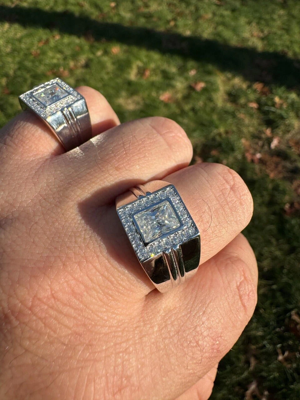 Big 2.6ct Baguette MOISSANITE Solitaire Mens Real Solid 925 Silver Ring Pinky 4 Big 2.6ct Baguette MOISSANITE Solitaire Mens Real Solid 925 Silver Ring Pinky - Image 2