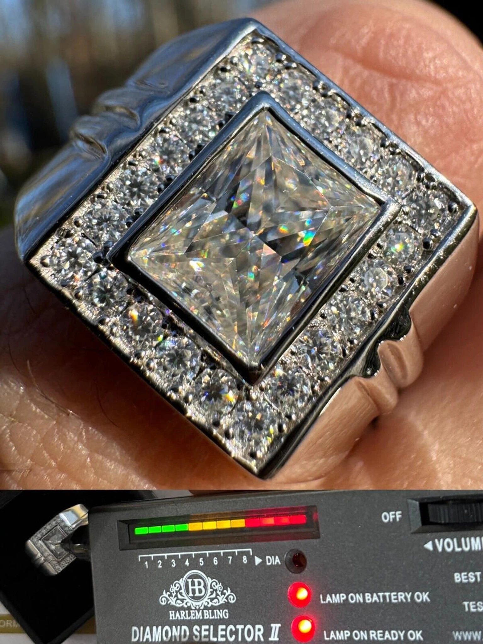 Big 2.6ct Baguette MOISSANITE Solitaire Mens Real Solid 925 Silver Ring Pinky 3 Big 2.6ct Baguette MOISSANITE Solitaire Mens Real Solid 925 Silver Ring Pinky