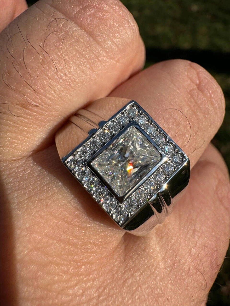 Big 2.6ct Baguette MOISSANITE Solitaire Mens Real Solid 925 Silver Ring Pinky 18 Big 2.6ct Baguette MOISSANITE Solitaire Mens Real Solid 925 Silver Ring Pinky - Image 16