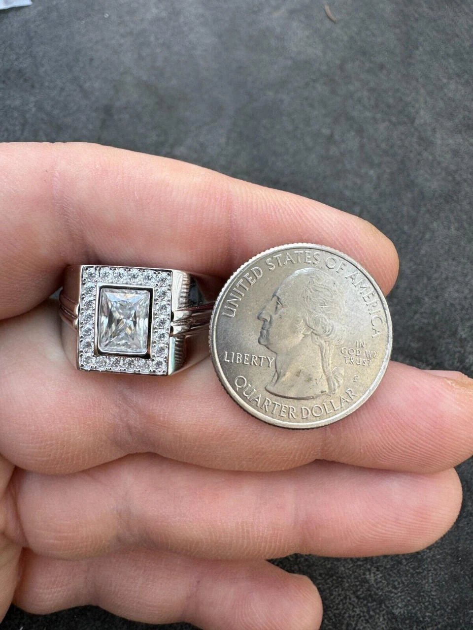 Big 2.6ct Baguette MOISSANITE Solitaire Mens Real Solid 925 Silver Ring Pinky 9 Big 2.6ct Baguette MOISSANITE Solitaire Mens Real Solid 925 Silver Ring Pinky - Image 7