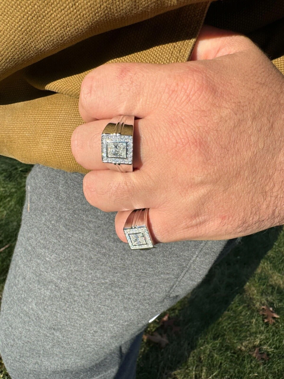 Big 2.6ct Baguette MOISSANITE Solitaire Mens Real Solid 925 Silver Ring Pinky 10 Big 2.6ct Baguette MOISSANITE Solitaire Mens Real Solid 925 Silver Ring Pinky - Image 8