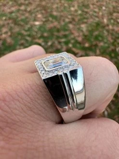 Big 2.6ct Emerald Cut MOISSANITE Solitaire Mens Real Solid 925 Silver Ring Pinky -Harlem Bling Shop harlembling big 2.6ct emerald cut moissanite solitaire mens real solid 925 silver ring pinky 16631.1700020721