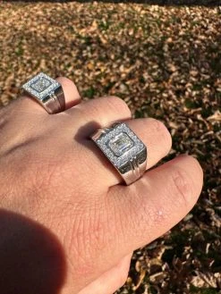 Big 2.6ct Emerald Cut MOISSANITE Solitaire Mens Real Solid 925 Silver Ring Pinky -Harlem Bling Shop harlembling big 2.6ct emerald cut moissanite solitaire mens real solid 925 silver ring pinky 35735.1700020708