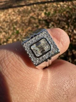 Big 2.6ct Emerald Cut MOISSANITE Solitaire Mens Real Solid 925 Silver Ring Pinky -Harlem Bling Shop harlembling big 2.6ct emerald cut moissanite solitaire mens real solid 925 silver ring pinky 58786.1700020736