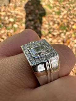 Big 2.6ct Emerald Cut MOISSANITE Solitaire Mens Real Solid 925 Silver Ring Pinky -Harlem Bling Shop harlembling big 2.6ct emerald cut moissanite solitaire mens real solid 925 silver ring pinky 70647.1700020707