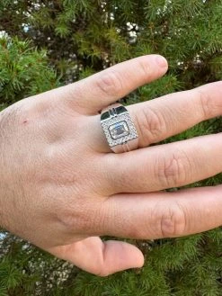 Big 2.6ct Emerald Cut MOISSANITE Solitaire Mens Real Solid 925 Silver Ring Pinky -Harlem Bling Shop harlembling big 2.6ct emerald cut moissanite solitaire mens real solid 925 silver ring pinky 96699.1700020700