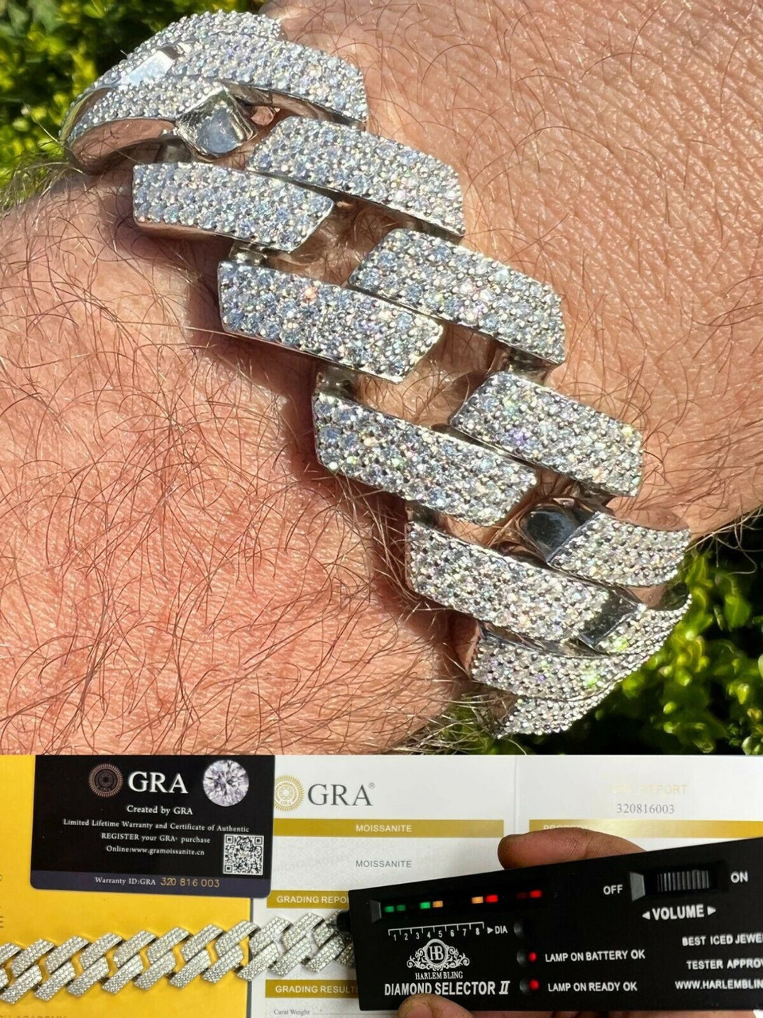 Big 22mm MOISSANITE Prong Cuban Link Bracelet 925 Silver Iced Pass Diamond Test 3 Big 22mm MOISSANITE Prong Cuban Link Bracelet 925 Silver Iced Pass Diamond Test