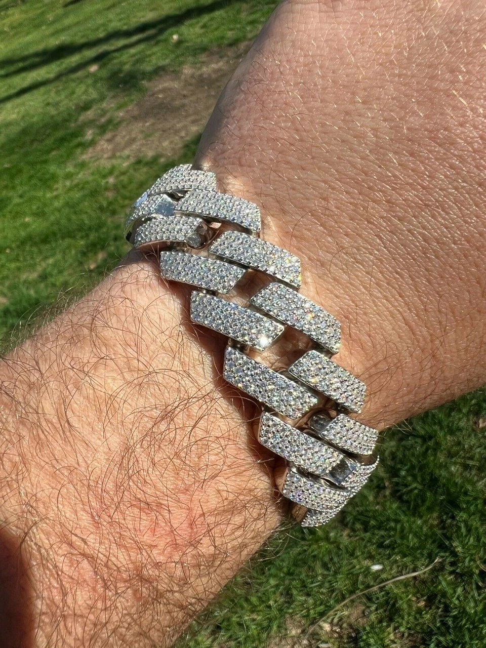 Big 22mm MOISSANITE Prong Cuban Link Bracelet 925 Silver Iced Pass Diamond Test 9 Big 22mm MOISSANITE Prong Cuban Link Bracelet 925 Silver Iced Pass Diamond Test - Image 7