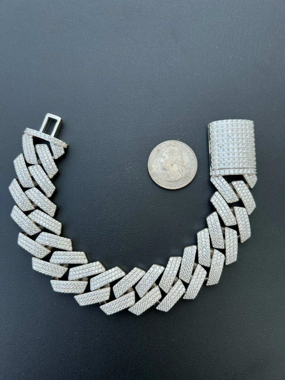 Big 22mm MOISSANITE Prong Cuban Link Bracelet 925 Silver Iced Pass Diamond Test 12 Big 22mm MOISSANITE Prong Cuban Link Bracelet 925 Silver Iced Pass Diamond Test - Image 10