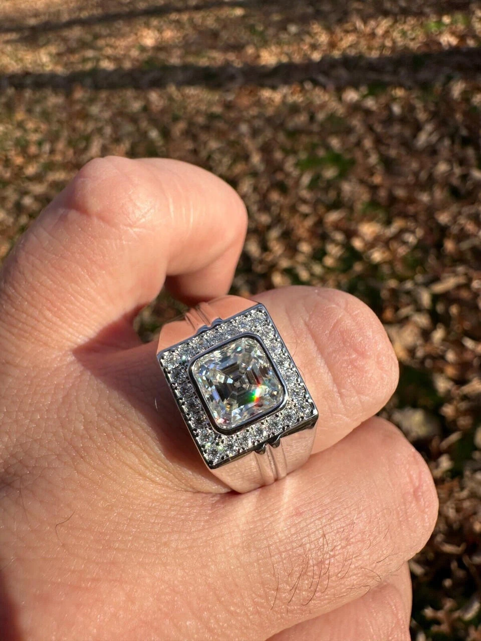 Big 3.6ct Asscher Cut MOISSANITE Solitaire Mens Real Solid 925 Silver Ring Pinky 21 Big 3.6ct Asscher Cut MOISSANITE Solitaire Mens Real Solid 925 Silver Ring Pinky - Image 19