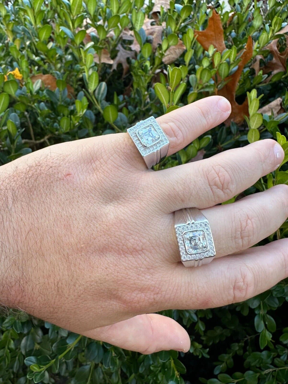 Big 3.6ct Asscher Cut MOISSANITE Solitaire Mens Real Solid 925 Silver Ring Pinky 17 Big 3.6ct Asscher Cut MOISSANITE Solitaire Mens Real Solid 925 Silver Ring Pinky - Image 15