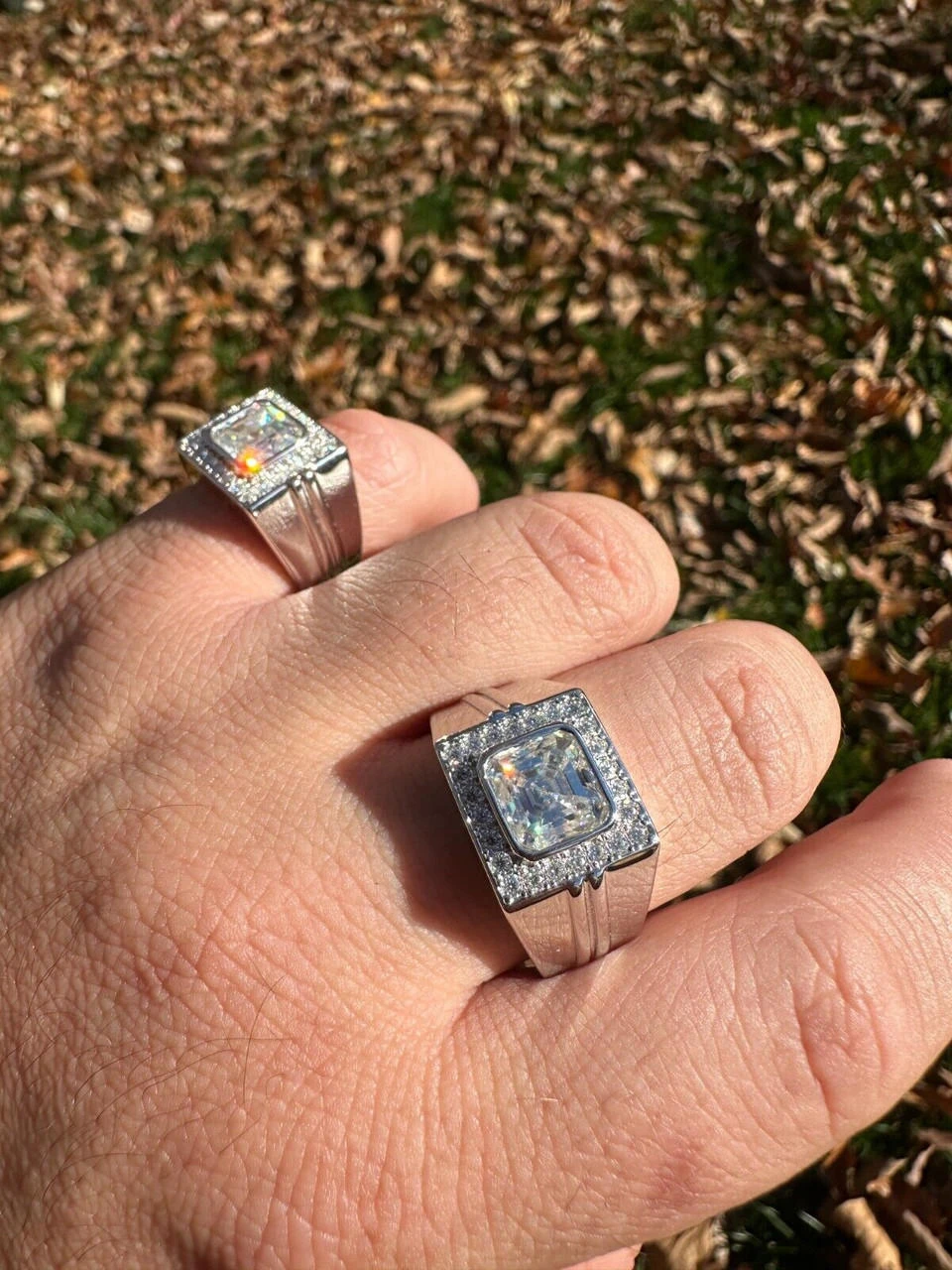 Big 3.6ct Asscher Cut MOISSANITE Solitaire Mens Real Solid 925 Silver Ring Pinky 5 Big 3.6ct Asscher Cut MOISSANITE Solitaire Mens Real Solid 925 Silver Ring Pinky - Image 3