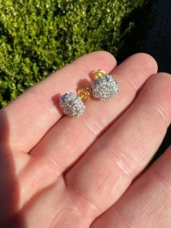 BIG Moissanite Iced 14k Gold Vermeil Real Earrings Large 10mm Mens Hip Hop Studs -Harlem Bling Shop harlembling big moissanite iced 14k gold vermeil real earrings large 10mm mens hip hop studs 02550.1664355967