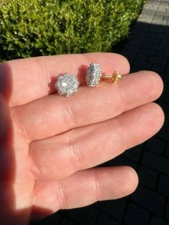 BIG Moissanite Iced 14k Gold Vermeil Real Earrings Large 10mm Mens Hip Hop Studs -Harlem Bling Shop harlembling big moissanite iced 14k gold vermeil real earrings large 10mm mens hip hop studs 79562.1664359168