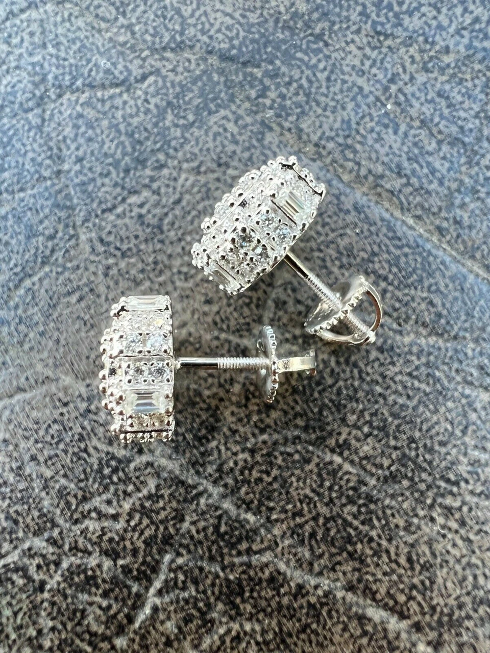 BIG Moissanite Iced 925 Silver Screwback Earrings Large 10mm Mens Hip Hop Studs 10 BIG Moissanite Iced 925 Silver Screwback Earrings Large 10mm Mens Hip Hop Studs - Image 8