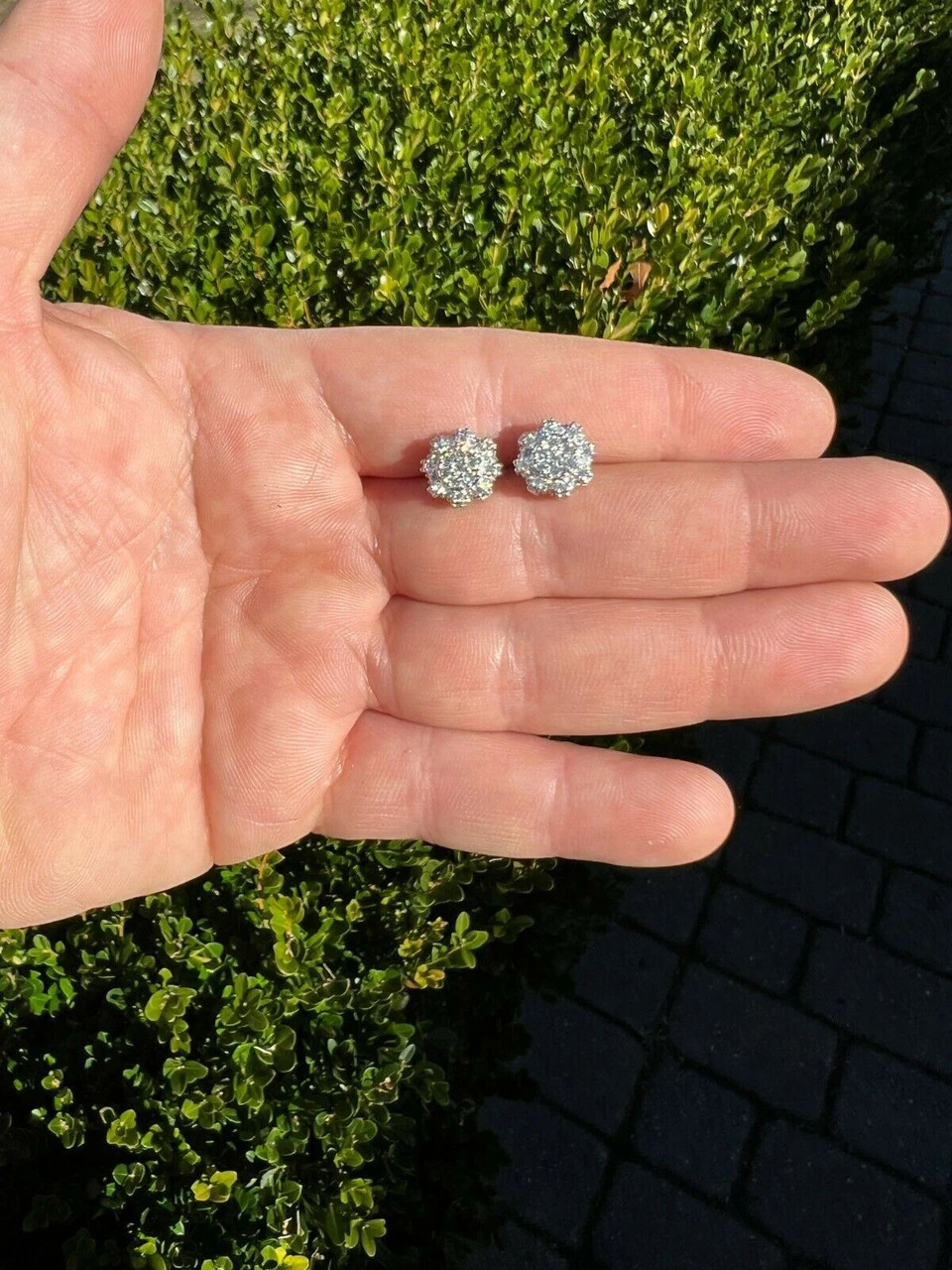 BIG Moissanite Iced 925 Silver Screwback Earrings Large 10mm Mens Hip Hop Studs 6 BIG Moissanite Iced 925 Silver Screwback Earrings Large 10mm Mens Hip Hop Studs - Image 4