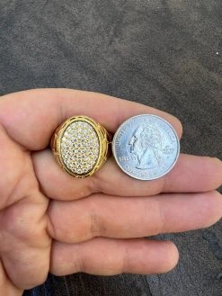 Big Nugget Mens Real Solid 14K Gold Plated 925 Silver Iced CZ Pinky Ring Hip Hop -Harlem Bling Shop harlembling big nugget mens real solid 14k gold plated 925 silver iced cz pinky ring hip hop 50940.1664302422