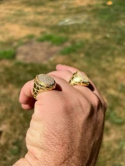 Big Nugget Mens Real Solid 14K Gold Plated 925 Silver Iced CZ Pinky Ring Hip Hop -Harlem Bling Shop harlembling big nugget mens real solid 14k gold plated 925 silver iced cz pinky ring hip hop 65321.1664302603