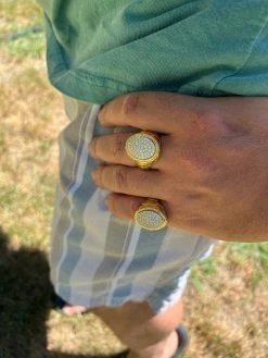 Big Nugget Mens Real Solid 14K Gold Plated 925 Silver Iced CZ Pinky Ring Hip Hop -Harlem Bling Shop harlembling big nugget mens real solid 14k gold plated 925 silver iced cz pinky ring hip hop 72601.1664299805