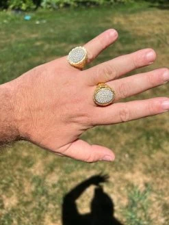 Big Nugget Mens Real Solid 14K Gold Plated 925 Silver Iced CZ Pinky Ring Hip Hop -Harlem Bling Shop harlembling big nugget mens real solid 14k gold plated 925 silver iced cz pinky ring hip hop 77277.1664301451