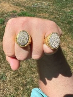 Big Nugget Mens Real Solid 14K Gold Plated 925 Silver Iced CZ Pinky Ring Hip Hop -Harlem Bling Shop harlembling big nugget mens real solid 14k gold plated 925 silver iced cz pinky ring hip hop 96733.1664301611