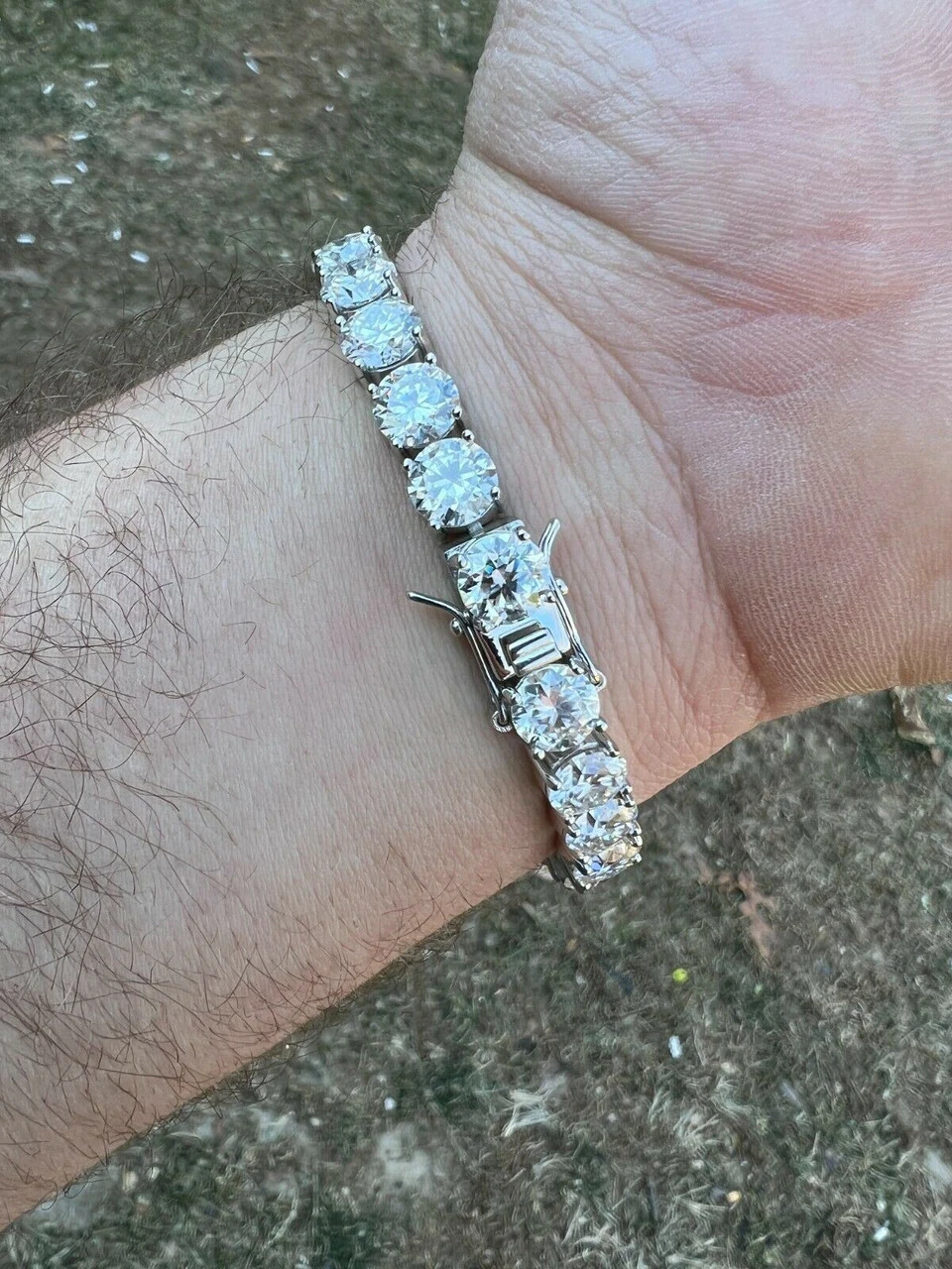 BIG Stone 8mm 44-52ct Real MOISSANITE Tennis Bracelet Pass Diamond Test Out Iced 14 BIG Stone 8mm 44-52ct Real MOISSANITE Tennis Bracelet Pass Diamond Test Out Iced - Image 12