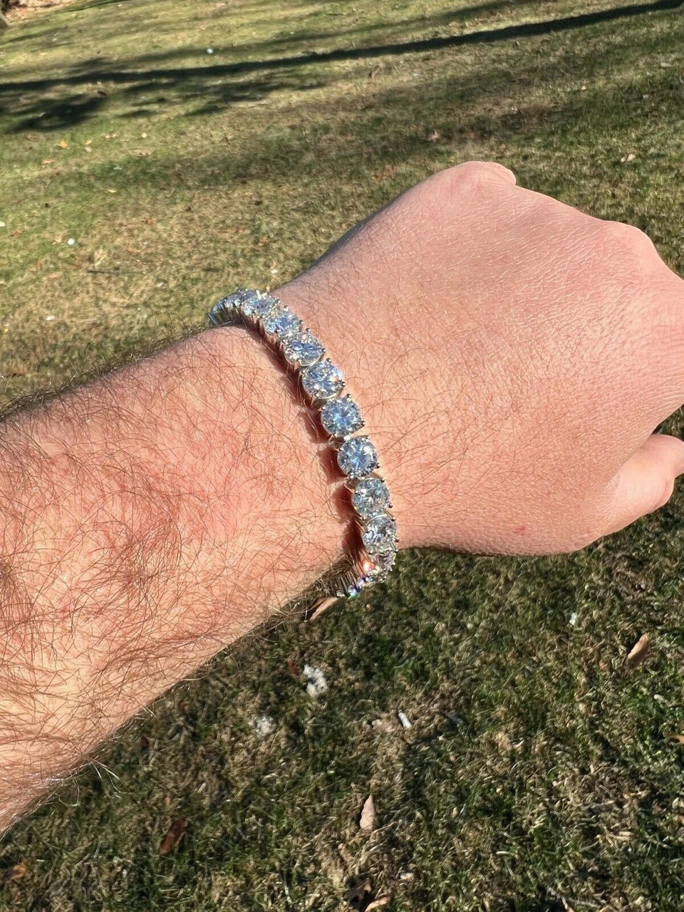 BIG Stone 8mm 44-52ct Real MOISSANITE Tennis Bracelet Pass Diamond Test Out Iced 5 BIG Stone 8mm 44-52ct Real MOISSANITE Tennis Bracelet Pass Diamond Test Out Iced - Image 3