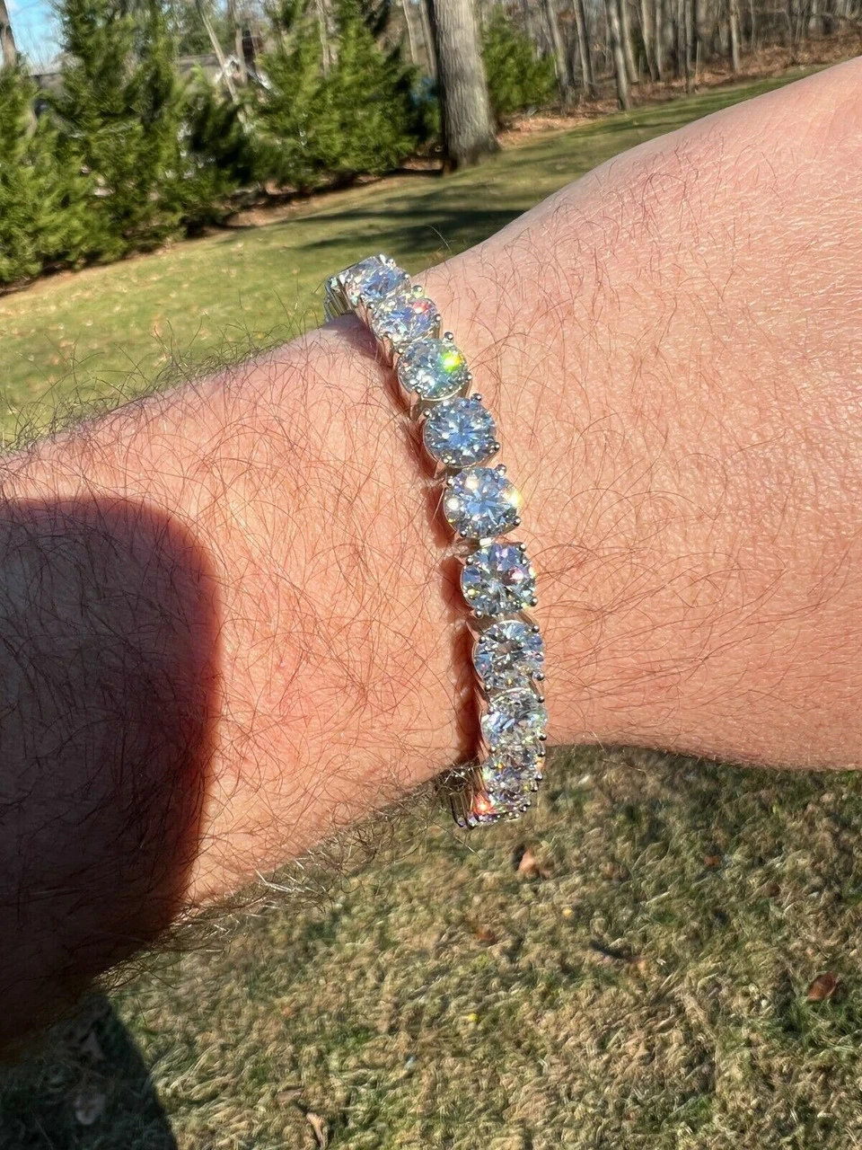 BIG Stone 8mm 44-52ct Real MOISSANITE Tennis Bracelet Pass Diamond Test Out Iced 4 BIG Stone 8mm 44-52ct Real MOISSANITE Tennis Bracelet Pass Diamond Test Out Iced - Image 2