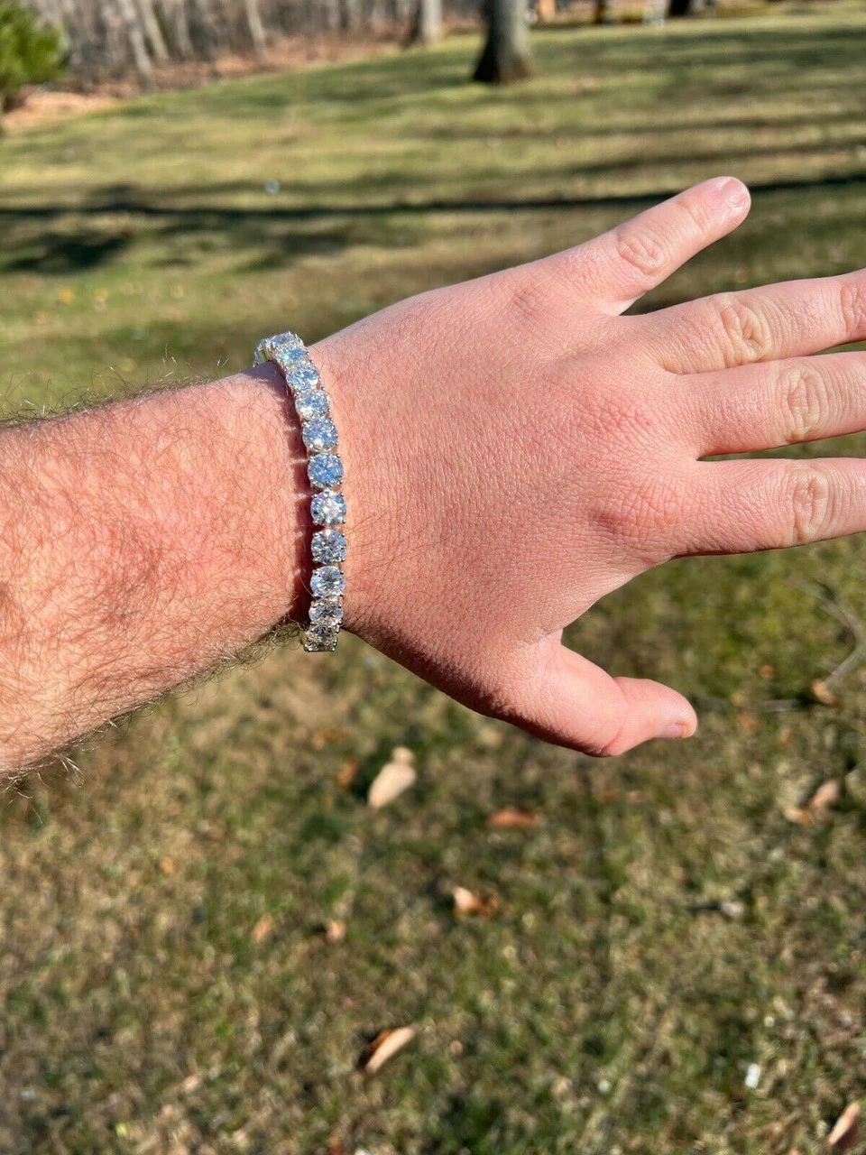 BIG Stone 8mm 44-52ct Real MOISSANITE Tennis Bracelet Pass Diamond Test Out Iced 12 BIG Stone 8mm 44-52ct Real MOISSANITE Tennis Bracelet Pass Diamond Test Out Iced - Image 10