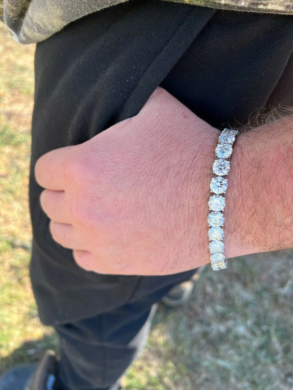 BIG Stone 8mm 44-52ct Real MOISSANITE Tennis Bracelet Pass Diamond Test Out Iced 11 BIG Stone 8mm 44-52ct Real MOISSANITE Tennis Bracelet Pass Diamond Test Out Iced - Image 9