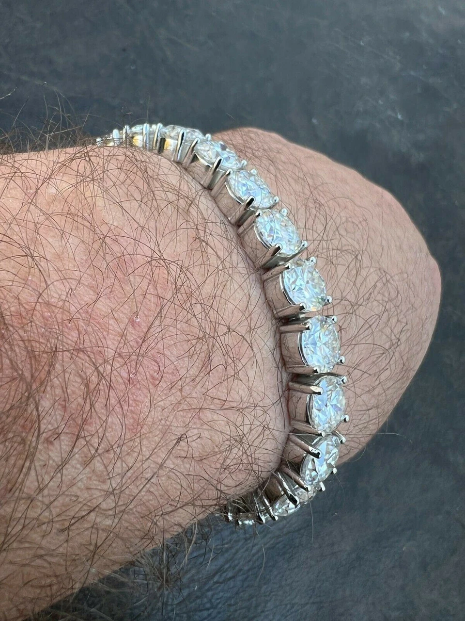 BIG Stone 8mm 44-52ct Real MOISSANITE Tennis Bracelet Pass Diamond Test Out Iced 10 BIG Stone 8mm 44-52ct Real MOISSANITE Tennis Bracelet Pass Diamond Test Out Iced - Image 8