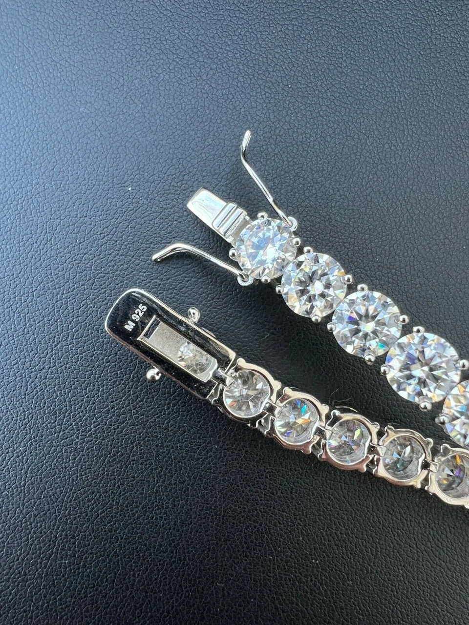 BIG Stone 8mm 44-52ct Real MOISSANITE Tennis Bracelet Pass Diamond Test Out Iced 8 BIG Stone 8mm 44-52ct Real MOISSANITE Tennis Bracelet Pass Diamond Test Out Iced - Image 6