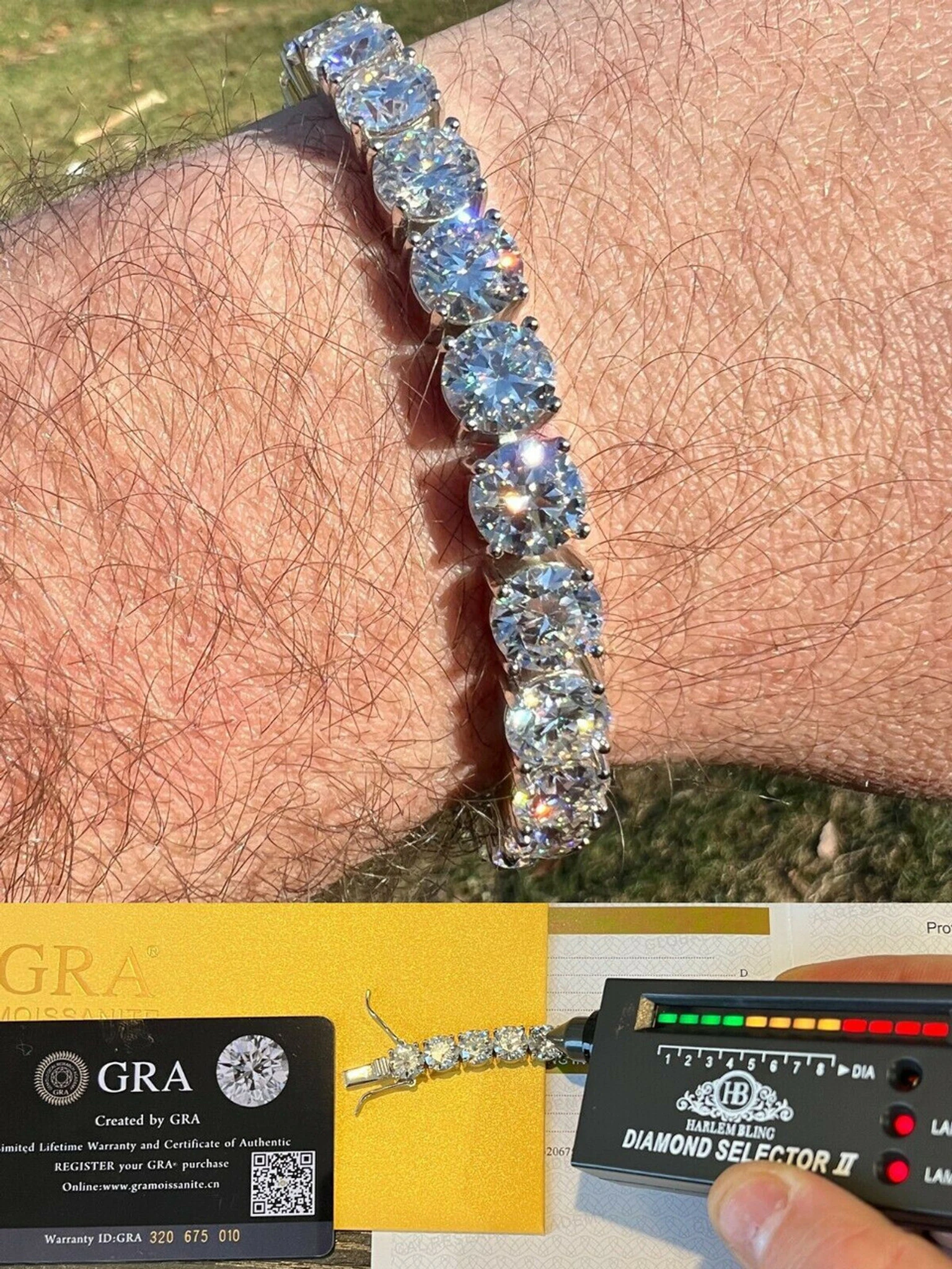 BIG Stone 8mm 44-52ct Real MOISSANITE Tennis Bracelet Pass Diamond Test Out Iced 3 BIG Stone 8mm 44-52ct Real MOISSANITE Tennis Bracelet Pass Diamond Test Out Iced