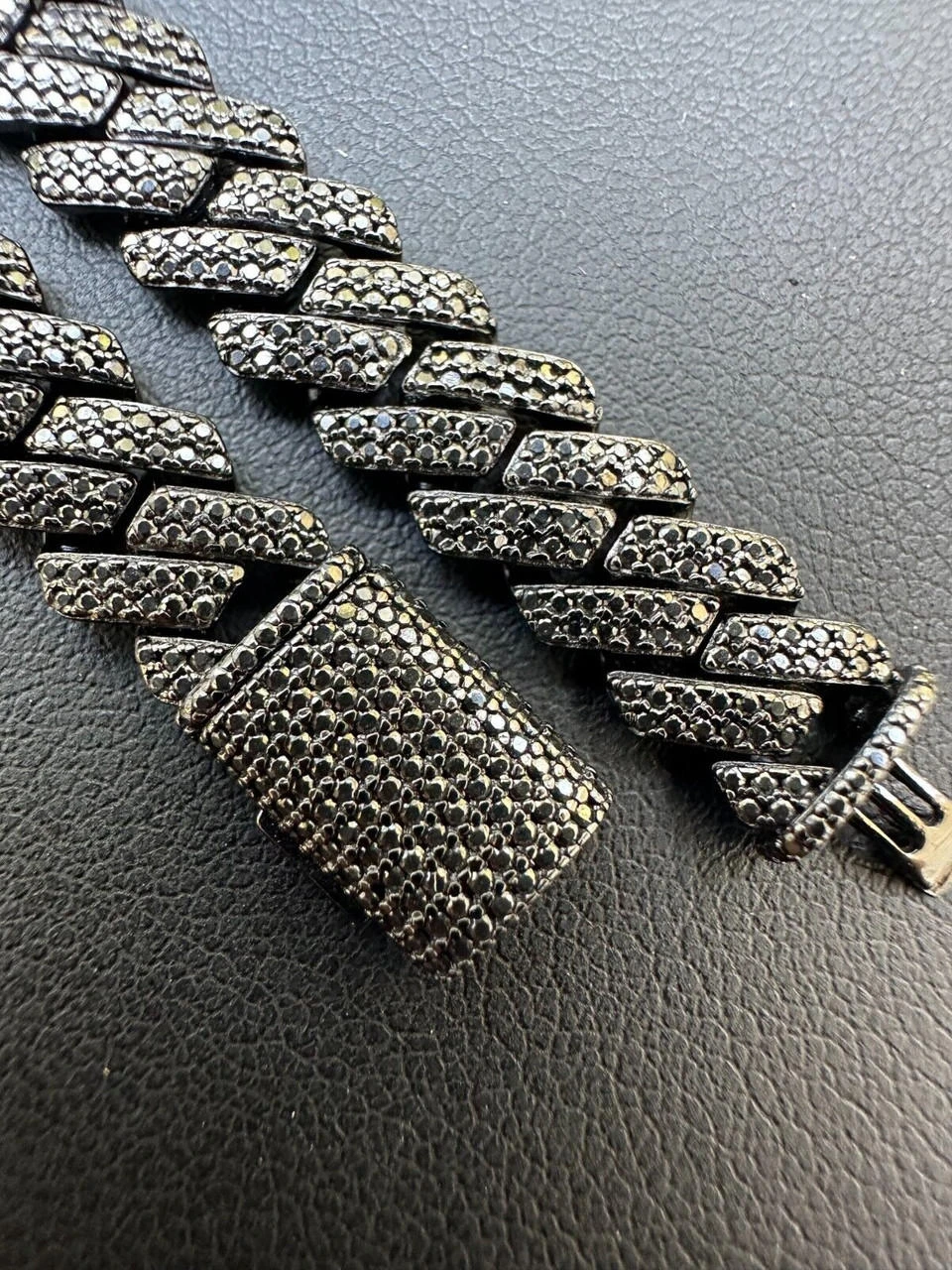 BLACK MOISSANITE 8mm Real Miami Cuban Link Prong Bracelet Iced Black Rhodium Over 925 Silver 4 BLACK MOISSANITE 8mm Real Miami Cuban Link Prong Bracelet Iced Black Rhodium Over 925 Silver - Image 2