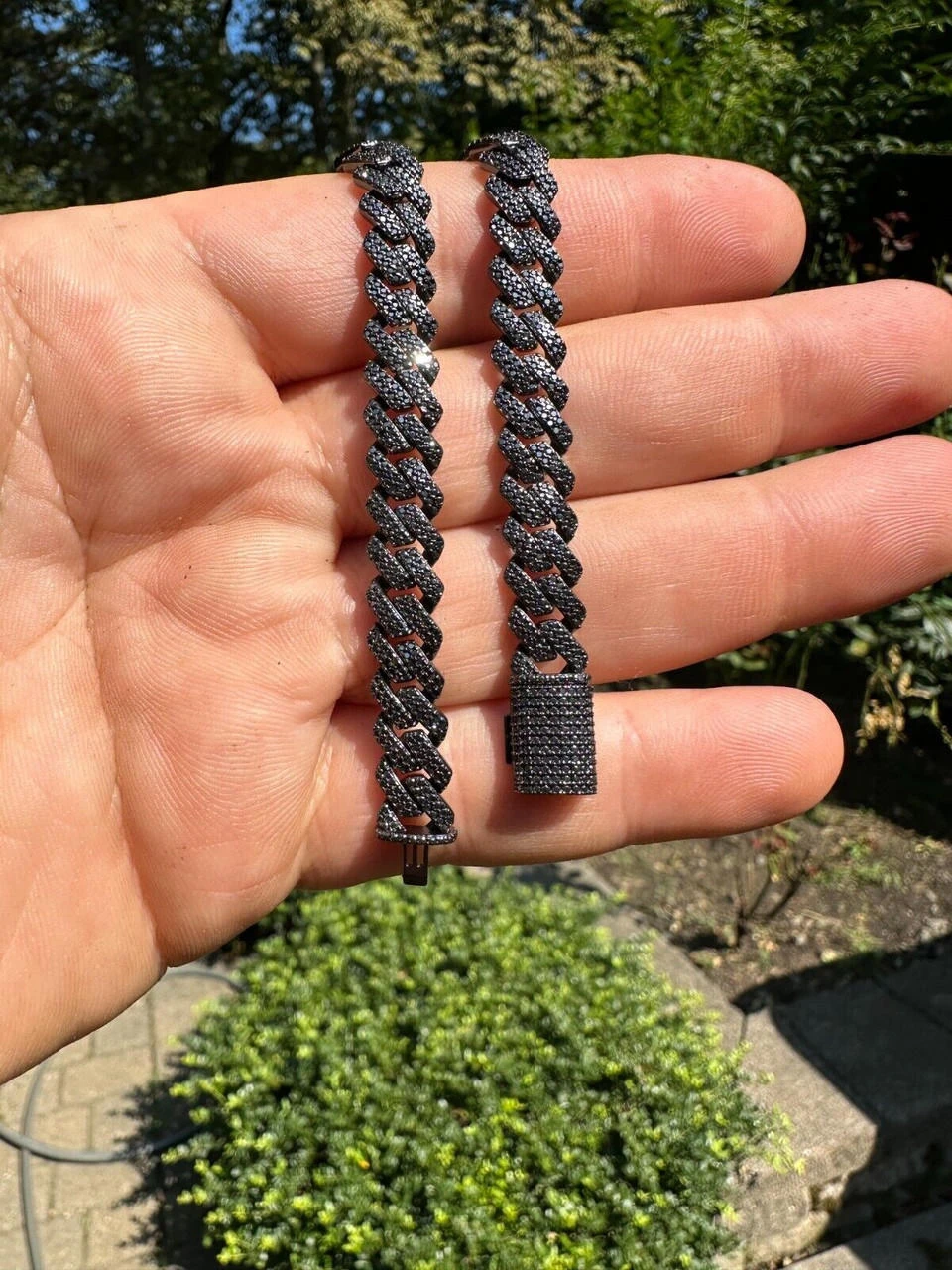 BLACK MOISSANITE 8mm Real Miami Cuban Link Prong Bracelet Iced Black Rhodium Over 925 Silver 5 BLACK MOISSANITE 8mm Real Miami Cuban Link Prong Bracelet Iced Black Rhodium Over 925 Silver - Image 3