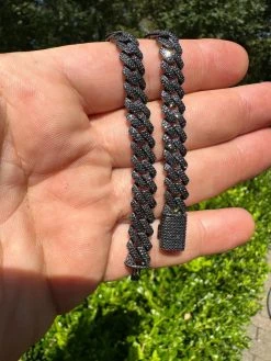 BLACK MOISSANITE 8mm Real Miami Cuban Link Prong Bracelet Iced Black Rhodium Over 925 Silver 31 BLACK MOISSANITE 8mm Real Miami Cuban Link Prong Bracelet Iced Black Rhodium Over 925 Silver -Harlem Bling Shop harlembling black moissanite 8mm real miami cuban link prong bracelet iced black rhodium over 925 silver 71154.1691627635